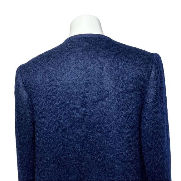 Vintage The Scotch House Rannoch Designs navy blue open front wool and mohair bl - Picture 8 of 15